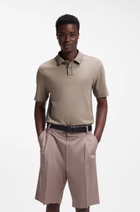 Cotton-jersey polo shirt with contrast edges