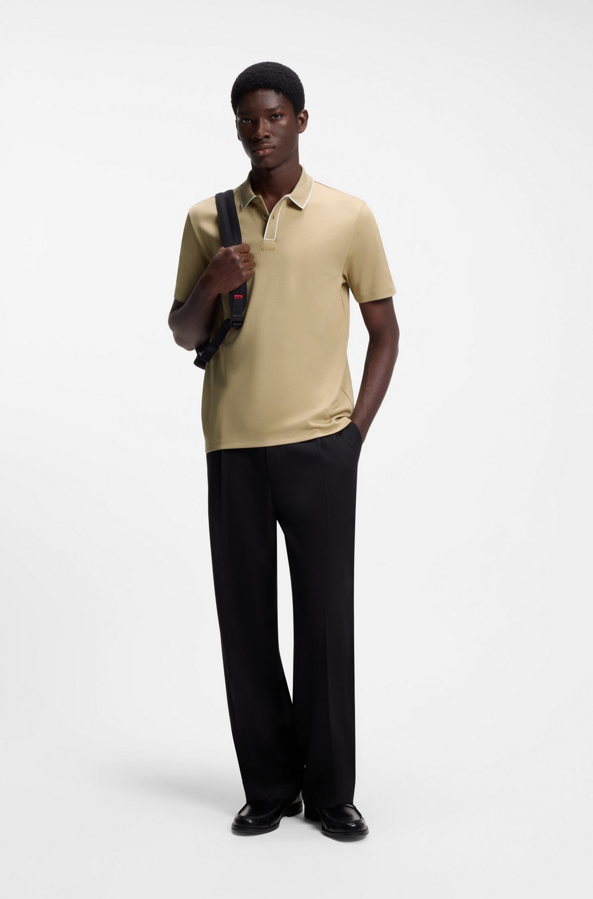 black dress shirt with tan pants Dickies Worn in Lightweight Work Complete your perfect gentlemans outfit with this versatile black shirt HOT ! Men Casual Black