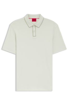 Luxury cotton polo shirt with contrast trim, Light Green