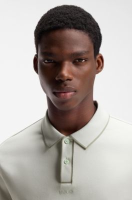Luxury cotton polo shirt with contrast trim, Light Green