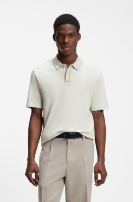 Luxury cotton polo shirt with contrast trim, Light Green