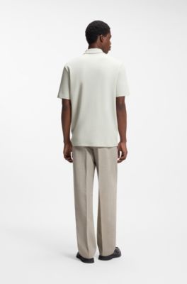 Luxury cotton polo shirt with contrast trim, Light Green