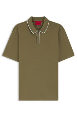Polo en coton haut de gamme aux finitions contrastantes, Chaux