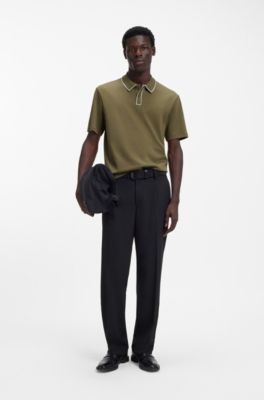 Polo en coton haut de gamme aux finitions contrastantes, Chaux