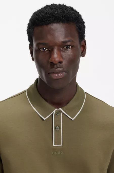 Cotton-jersey polo shirt with contrast edges