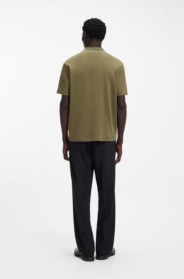 Polo en coton haut de gamme aux finitions contrastantes, Chaux
