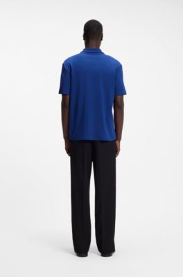 Polo de algod&oacute;n de lujo con ribetes en contraste, Celeste