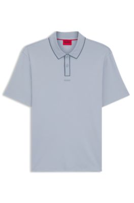 Cotton-jersey polo shirt with contrast edges, Purple