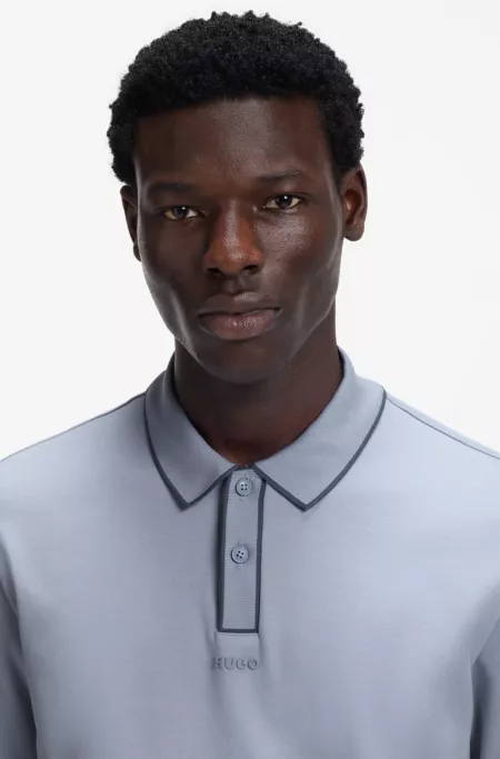 Cotton-jersey polo shirt with contrast edges