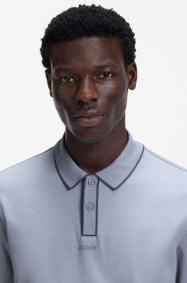 Cotton-jersey polo shirt with contrast edges, Purple