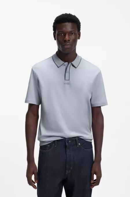 Cotton-jersey polo shirt with contrast edges