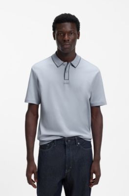 Luxury cotton polo shirt with contrast trim, Purple