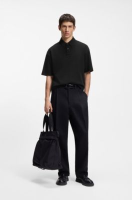 Polo de algod&oacute;n con estructura de rejilla, Negro