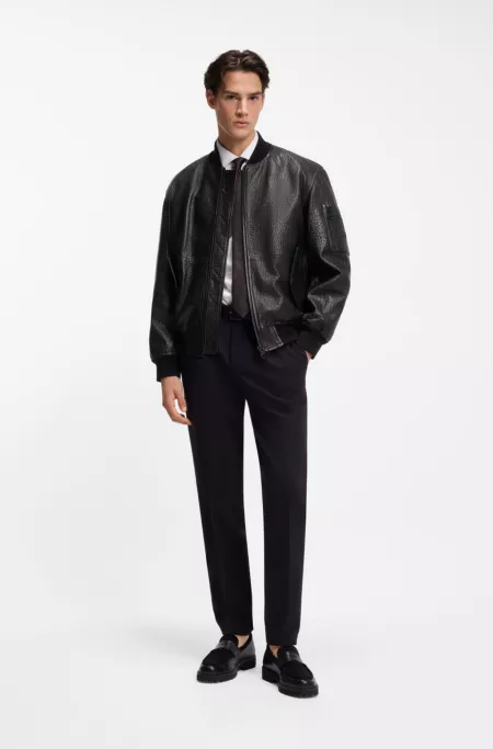 Patterned-leather jacket in a regular fit