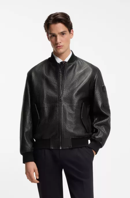 Patterned-leather jacket in a regular fit