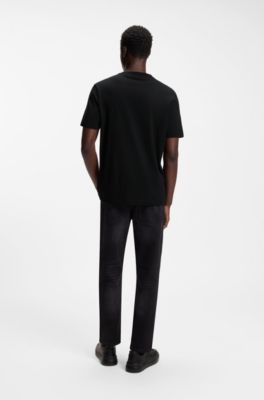 T-shirt en jersey de coton avec &eacute;tiquette logot&eacute;e d&eacute;grad&eacute;e, Noir