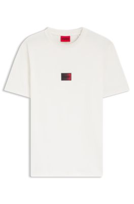 T-shirt en jersey de coton avec &eacute;tiquette logot&eacute;e d&eacute;grad&eacute;e, Blanc