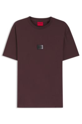 Camiseta de punto de algod&oacute;n con etiqueta con logo degradado, Marr&oacute;n claro