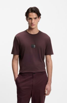 Camiseta de punto de algod&oacute;n con etiqueta con logo degradado, Marr&oacute;n claro
