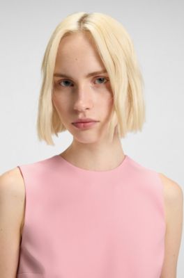 Vestido recto con espalda de corte bajo y detalle de lazo, Pink