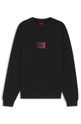 Sudadera de felpa de algod&oacute;n con logo degradado, Negro