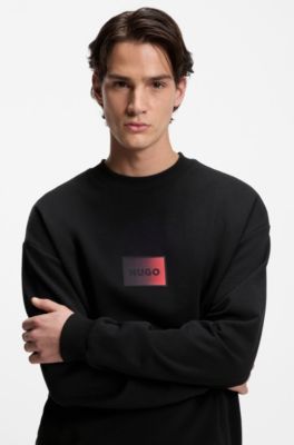 Sudadera de felpa de algod&oacute;n con logo degradado, Negro