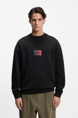 Sudadera de felpa de algod&oacute;n con logo degradado, Negro