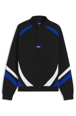 Stretch-cotton sweatshirt with colourful panelling, Black