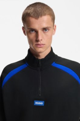 Stretch-cotton sweatshirt with colourful panelling, Black