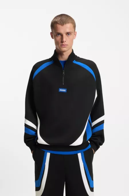 Stretch-cotton sweatshirt with colourful panelling