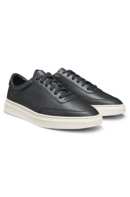 Deportivas de piel con suela de goma en contraste, Negro