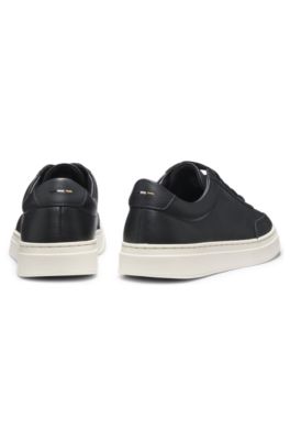 Deportivas de piel con suela de goma en contraste, Negro