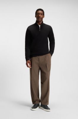 Deportivas de piel con suela de goma en contraste, Negro