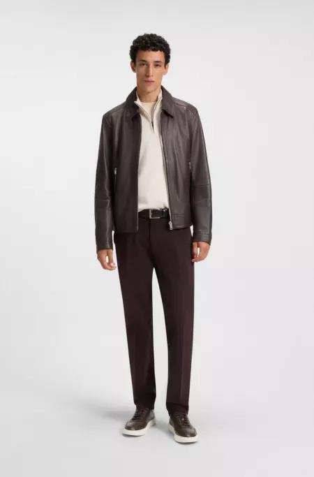 Leather trainers with contrast rubber outsole