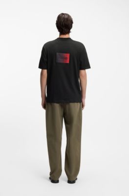 T-shirt en jersey de coton &agrave; logos en d&eacute;grad&eacute;, Noir