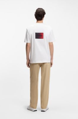 Camiseta de punto de algod&oacute;n con logos degradados, Blanco