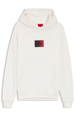 Prenda con capucha de felpa de algod&oacute;n con logo degradado, Blanco