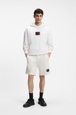 Prenda con capucha de felpa de algod&oacute;n con logo degradado, Blanco