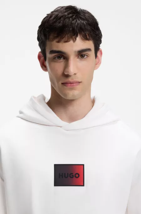 Gradient-logo hoodie in cotton terry