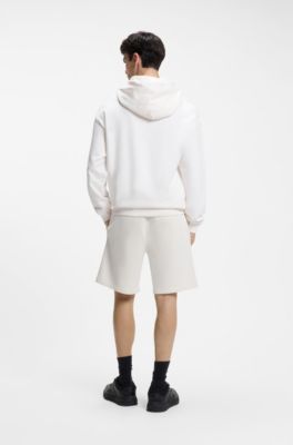 Prenda con capucha de felpa de algod&oacute;n con logo degradado, Blanco