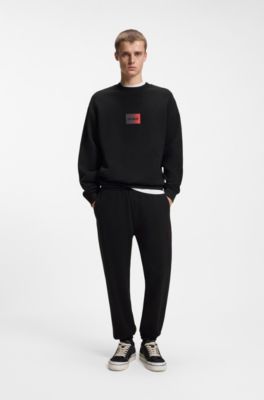 Pantalones de ch&aacute;ndal en felpa de algod&oacute;n con logo degradado, Negro