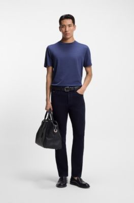 Silk-wool T-shirt in a regular fit, Light Blue