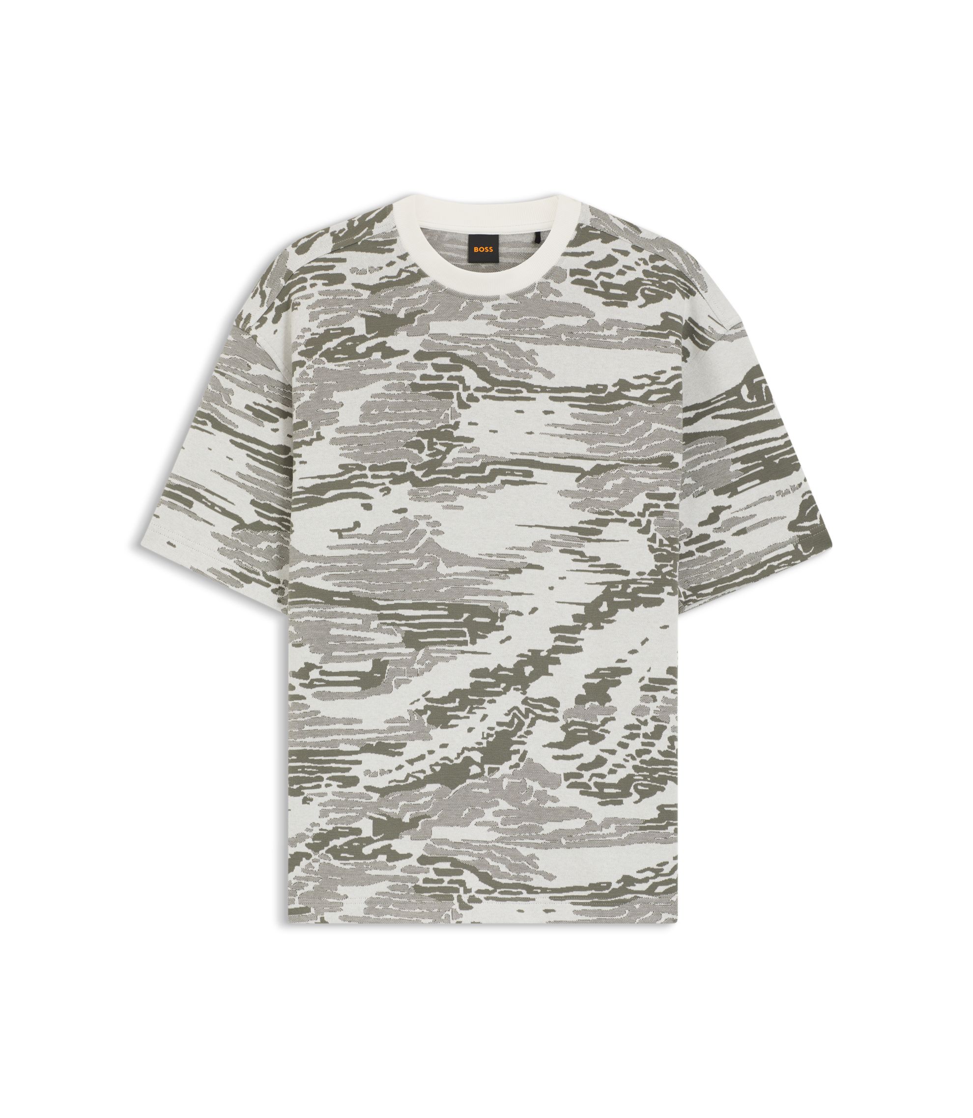 BOSS - Camouflage-jacquard T-shirt in cotton - White