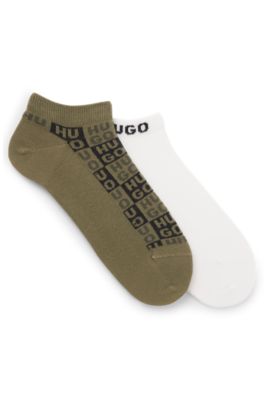 Paquete de dos pares de calcetines a la altura del tobillo con logo en intarsia, Cal
