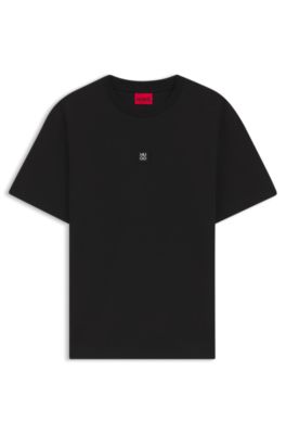 Camiseta de algod&oacute;n con logo apilado, Negro