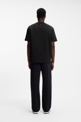 Camiseta de algod&oacute;n con logo apilado, Negro