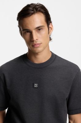 Camiseta de algod&oacute;n con logo apilado, Gris