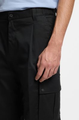 Pantalones estilo cargo relaxed fit, Negro