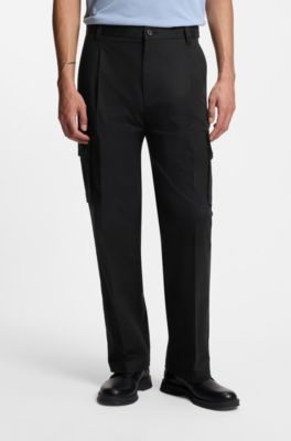 Pantalones estilo cargo relaxed fit, Negro