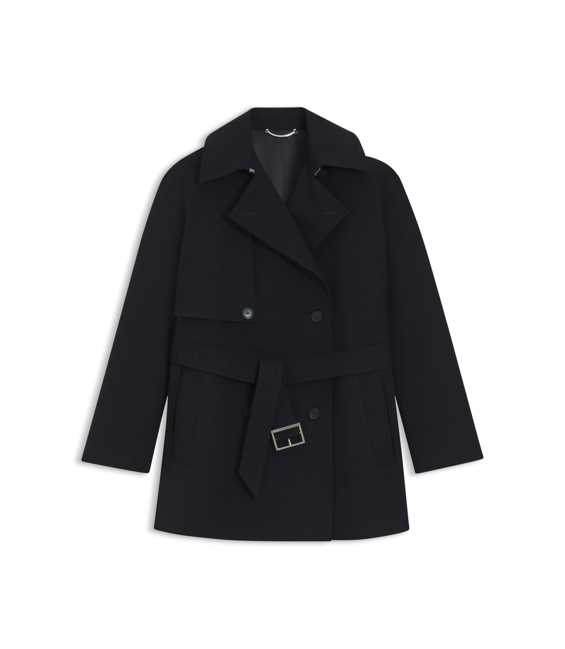 BOSS - Belted trench coat in cotton - Dark Blue